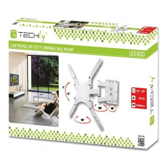TECHLY 023851 Techly Sieninis laikiklis televizoriui LCD/LED/PDP dviguba rankena 23-55 45 kg VESA baltas