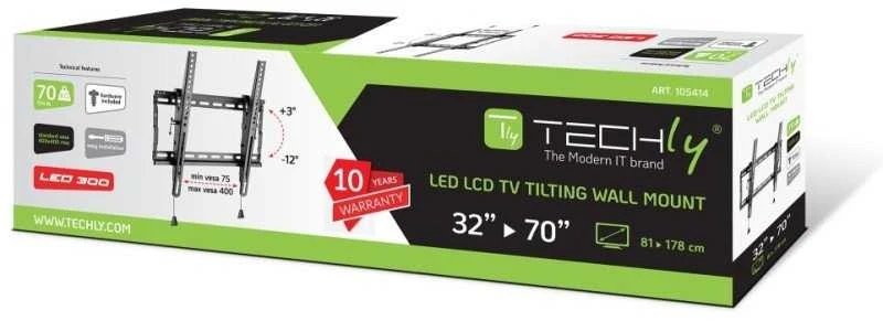 Techly Laikiklis televizoriaus sieninis laikiklis 32-70" LED/LCD 70kg pakreipiamas plonas 49mm