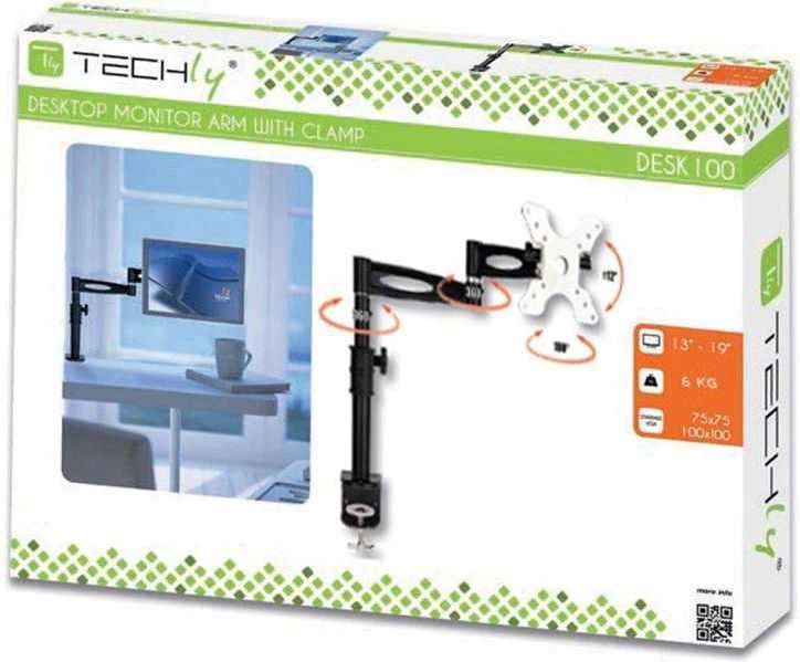 Techly ICA-LCD 502BK monitoriaus laikiklis arba stovas 48,3 cm (19") Juoda