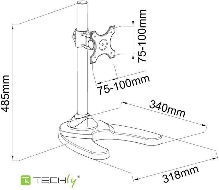 Laikiklis TECHLY 303584 Techly Freestanding desk LED/LCD monitorius arm 13-27 10kg VESA juodas