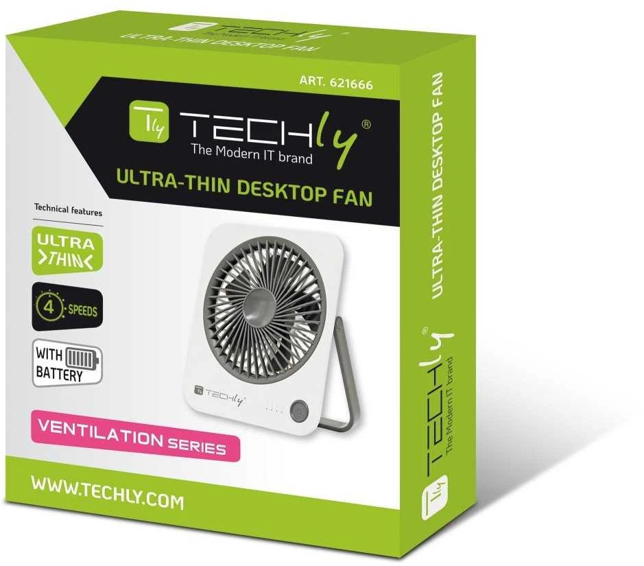 „Techly Fan Mini“ belaidis stalo ventiliatorius su stovu, 4 režimais
