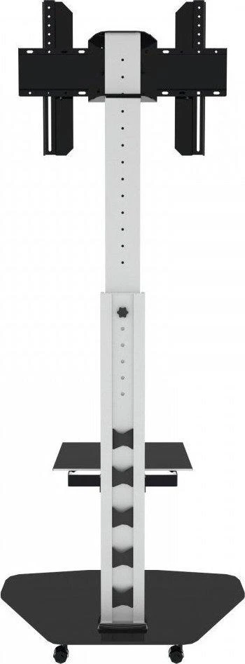 Laikiklis Techly grindų stovas su lentyna vežimėliu TV LCD/LED/Plasma 37-70" sidabro