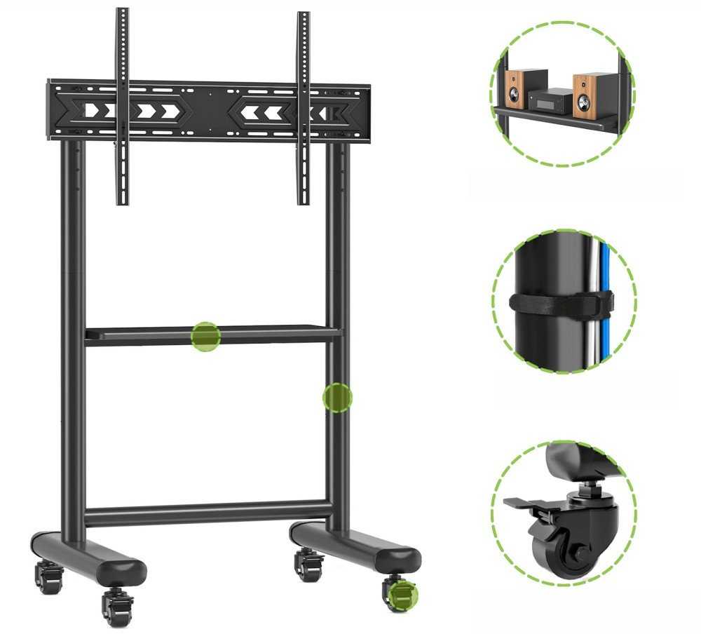 Laikiklis Techly Mobilus televizoriaus stovas 60-86 colių 68kg su AV lentyna (ICA-TR533BK)