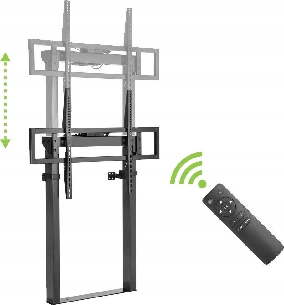 Techly TV laikiklis Grindinis TV stovas 55-100", iki 120 kg, elektrinis, su nuotolinio valdymo pulteliu