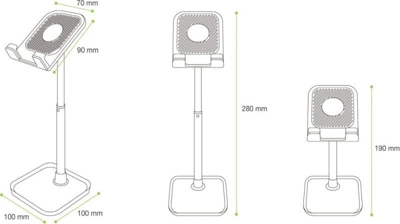 Techly stovas Telefono laikiklis Reguliuojamas planšetinio kompiuterio stalui
