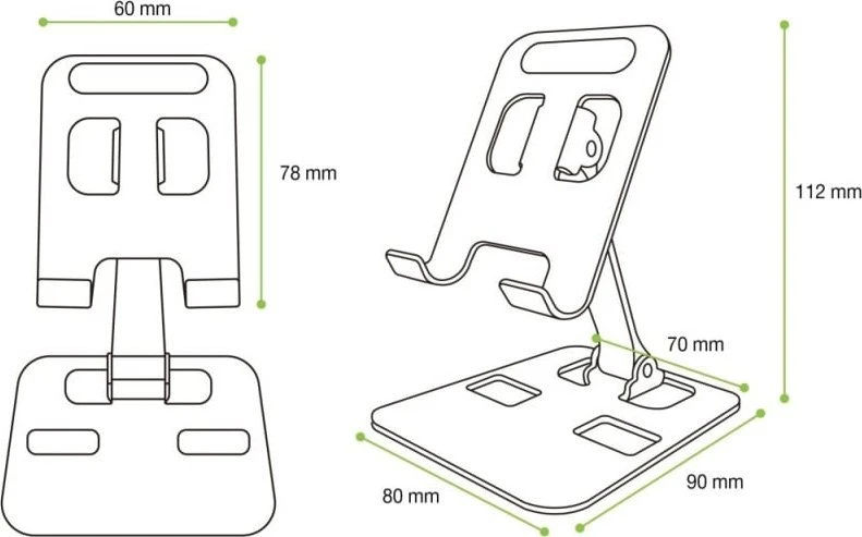Techly stovas telefono laikiklis, skirtas sulankstomam staliniam planšetiniam kompiuteriui