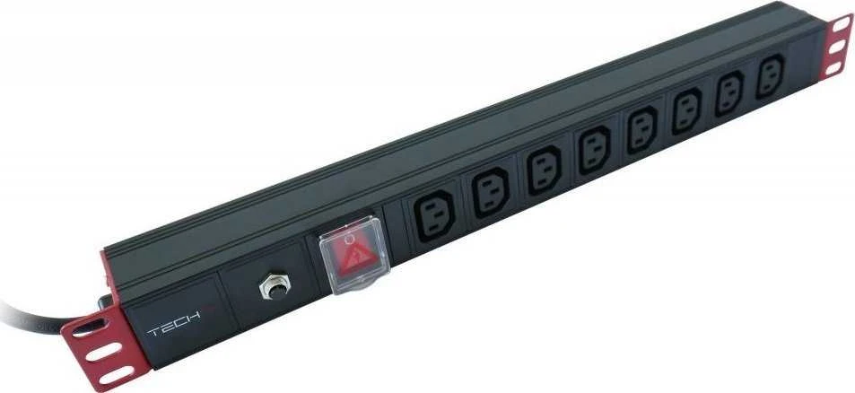 TECHLY Rack 19 colių maitinimo juosta, 8 vietos C13 su jungikliu ir apsauga nuo perkrovos