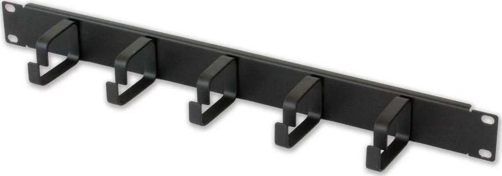Techly 305922 Kabelių laikiklis 19" stelažų spintelėms, 1U, 5 rankenos 65mm, Juoda
