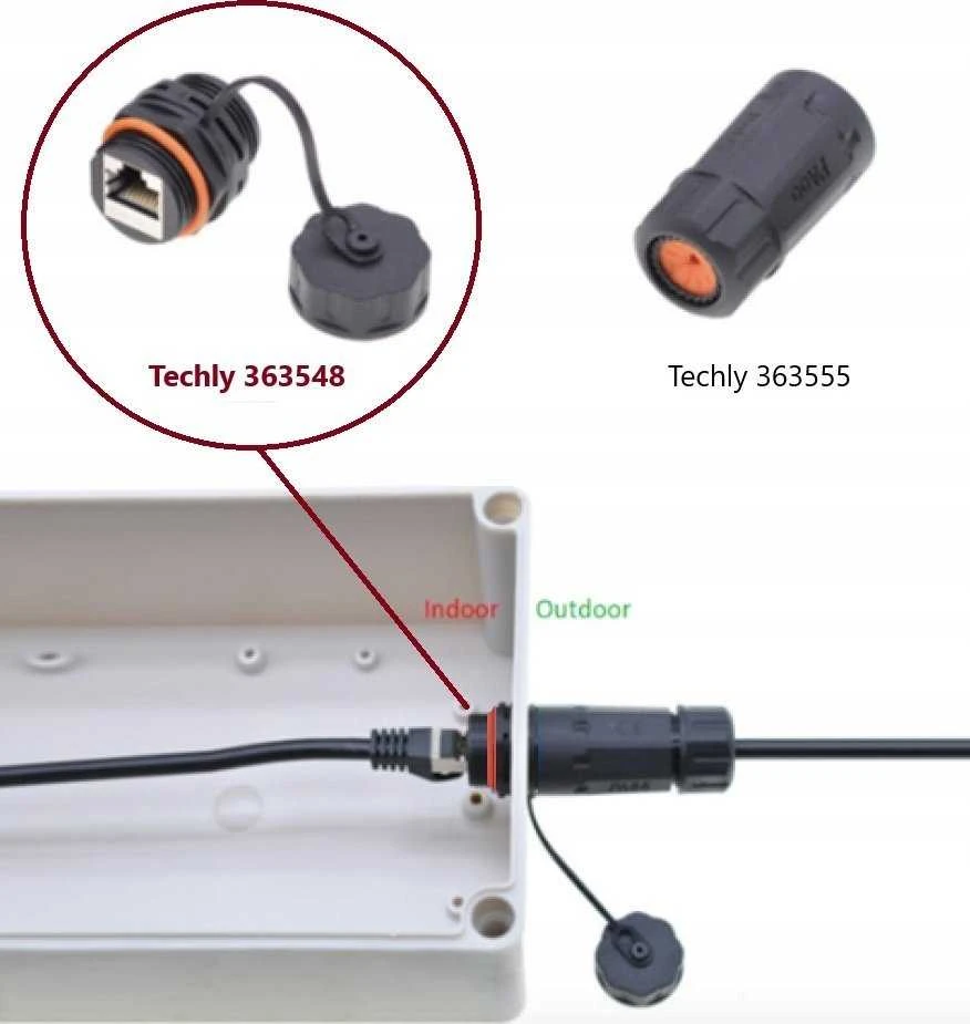 „Techly 363548“ RJ45 Cat6a ekranuota jungtis, IP68 apsaugos klasė