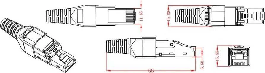 TECHLY STP Cat.6A RJ45 modulinis kištukas be įrankių
