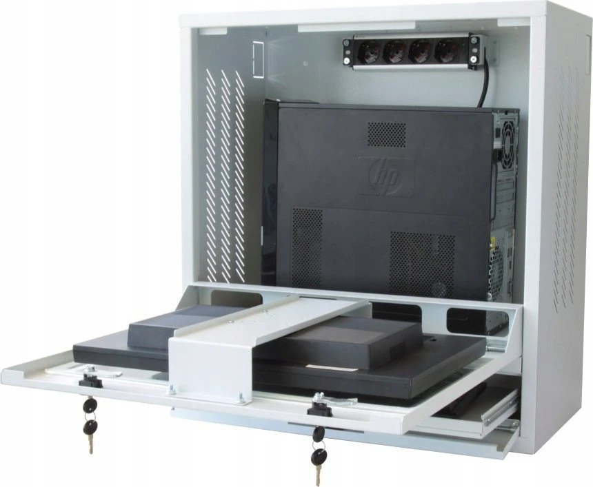 TECHLY PC LCD monitorius 22colių ir klaviatūros saugos spintelė Baltas