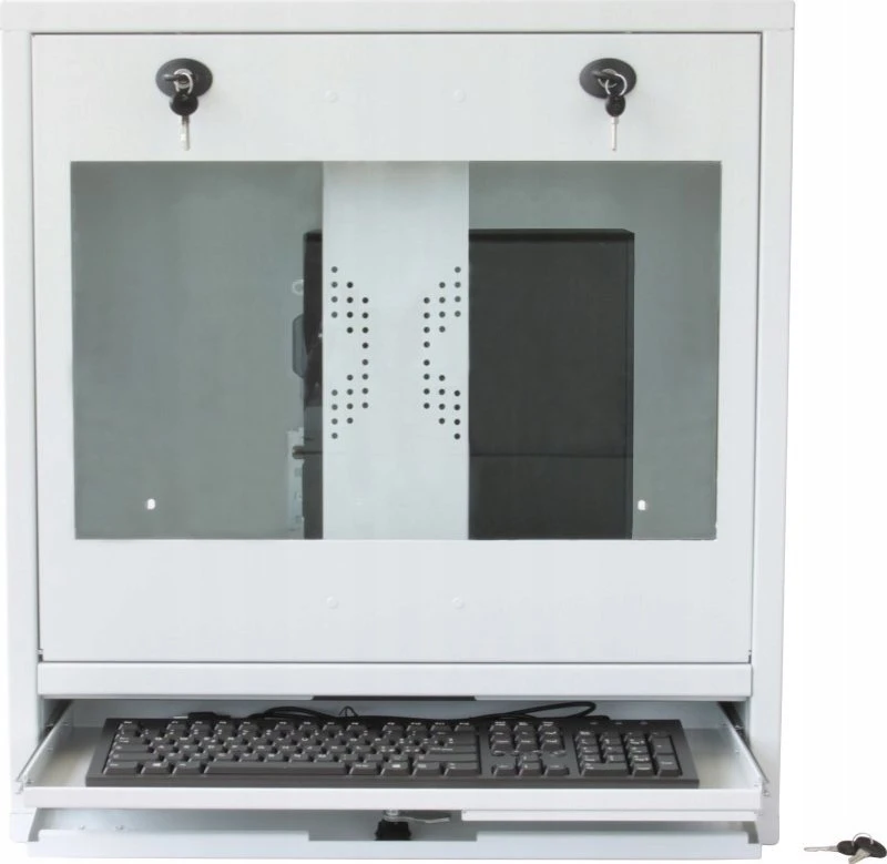 TECHLY PC LCD monitorius 22colių ir klaviatūros saugos spintelė Baltas