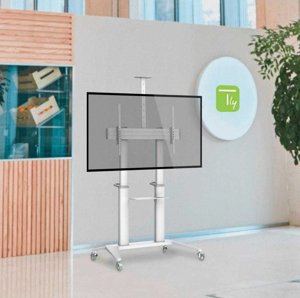Techly TV laikiklis Mobilus TV laikiklis 70-120" iki 140kg reguliuojamas su 2 lentynomis