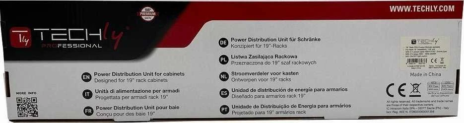 TECHLY stovo maitinimo juosta 19 colių 1U 8 vietos Schuko C14 2m