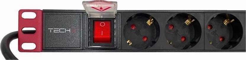 TECHLY stovo maitinimo juosta 19 colių 1U 8 vietos Schuko C14 2m