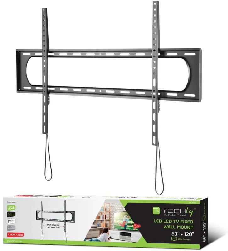 Laikiklis Techly 60–120 colių LED/LCD televizoriaus laikiklių komplektas, 120 kg plonas, 35 mm