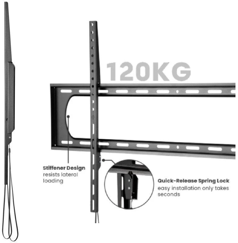 Laikiklis Techly 60–120 colių LED/LCD televizoriaus laikiklių komplektas, 120 kg plonas, 35 mm