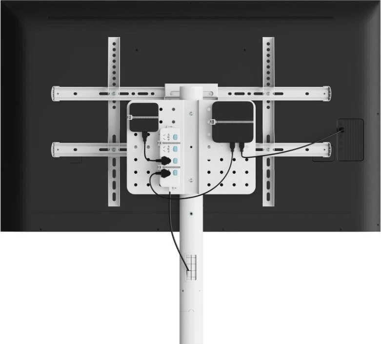 Laikiklis TECHLY grindų stovas su vežimėlio lentyna LCD/LED/plazminis televizorius 37 colių-86 colių Baltas