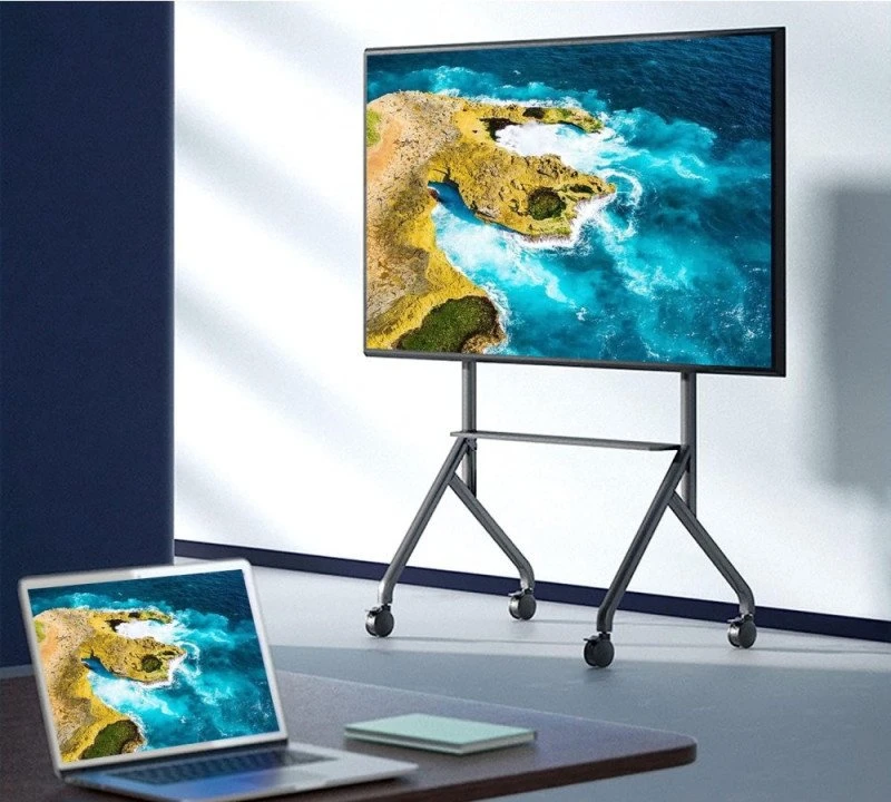 Techly TV laikiklis Mobilus TV stovas 55–86" iki 80 kg su reguliuojama AV lentyna
