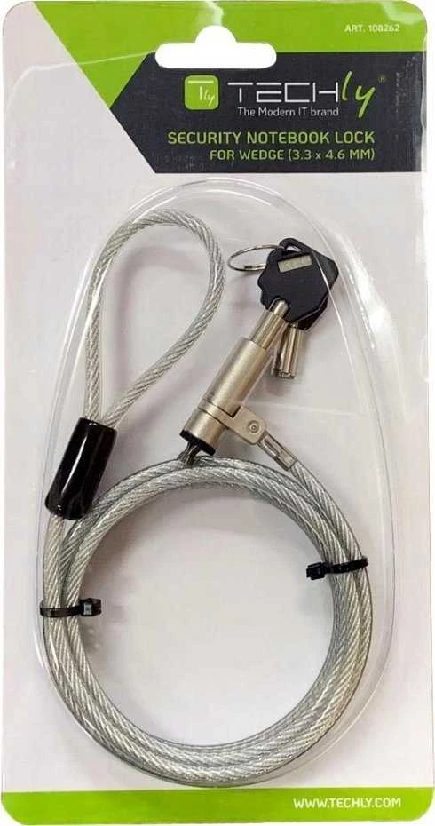 „Techly Wedge-Lock“ nešiojamojo kompiuterio kabelio užraktas su raktu, 1,8 m