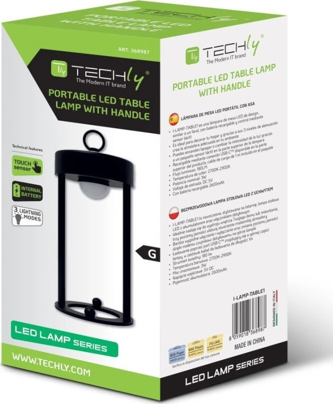 Techly Techly Wireless LED lempa su jutikliniu pakabuku