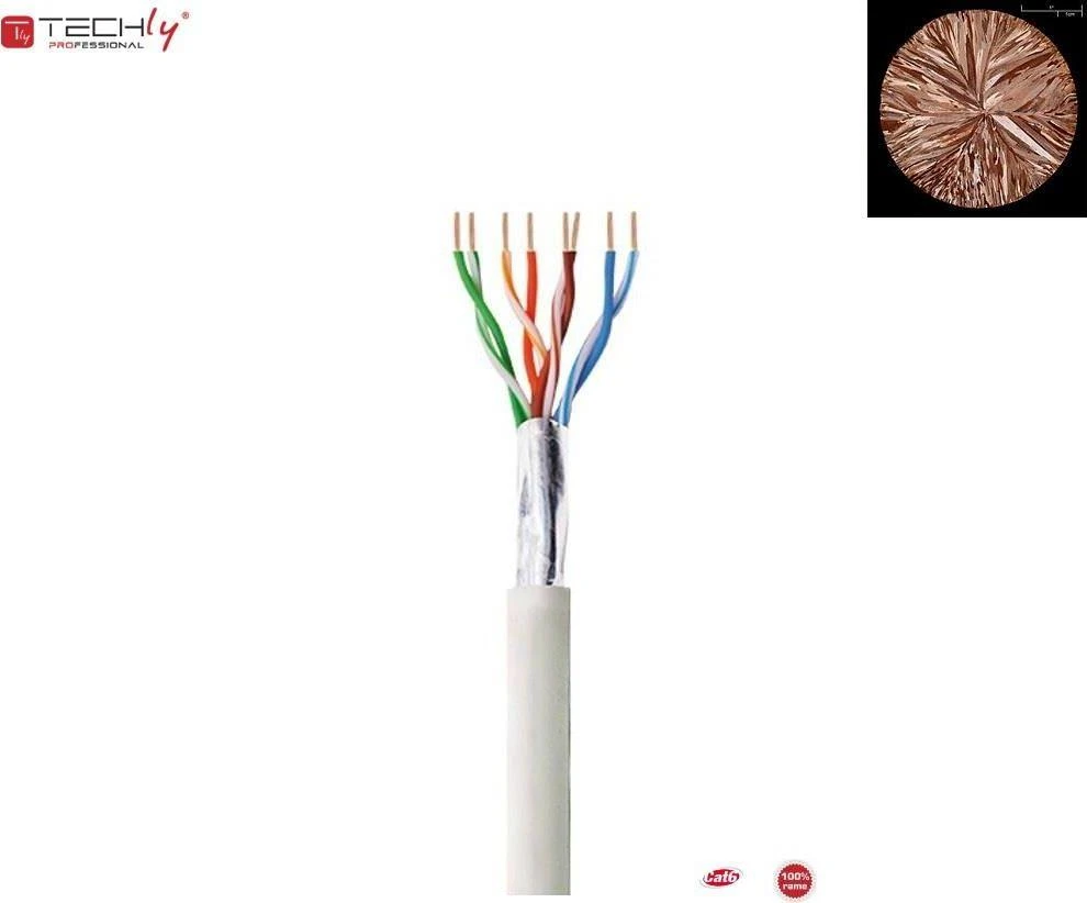 Techly Pro TECHLYPRO 025657 F/UTP Cat6 tinklo masinis kabelis 4x2 vijos 100Proc varinis 100m pilka