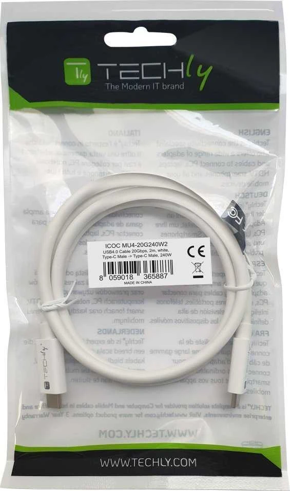 Techly USB-C – USB-C USB kabelis 2 m baltas (ICOC-MU4-20G240W2)