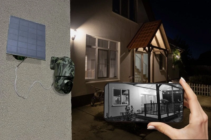 Technaxx 4G PT kupolinė TX-290 su saulės baterija, IP apsaugos kamera, lauko, laidinė, sieninė, juoda, žalia, kupolinė