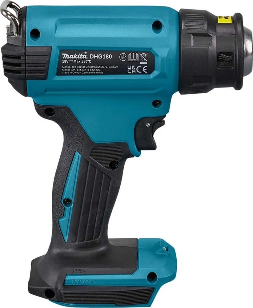 Makita karšto oro fenas DHG180Z LXT 18V, 550C°, 200 l/min, be akumuliatorių ir kroviklio