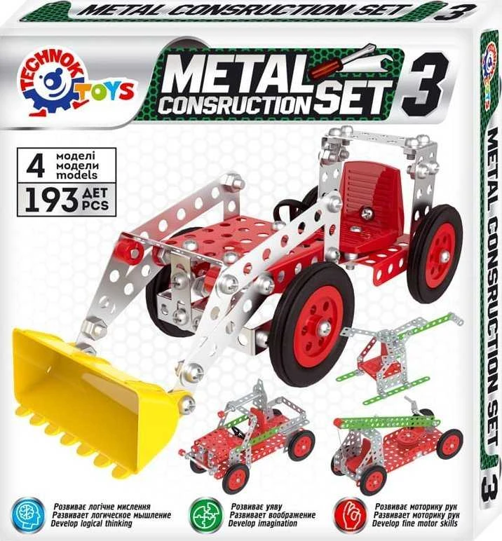Technok konstruktorius metalinis 193 detalės 6412