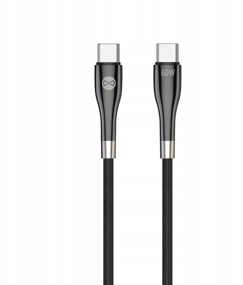 Forever Sleek USB-C – USB-C laidas 2,0 m 60W juodas