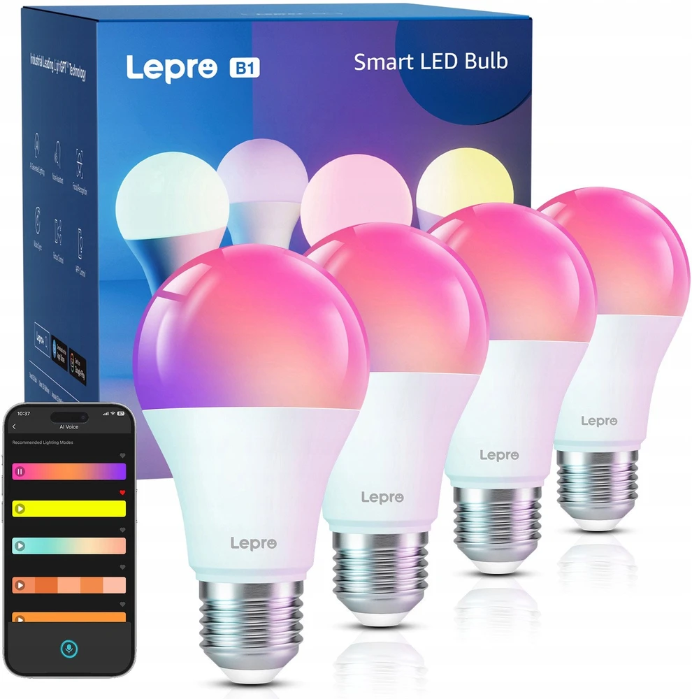 LEPRO B1-EU-4 E27 Wi-Fi LED bulb, 4-pack
