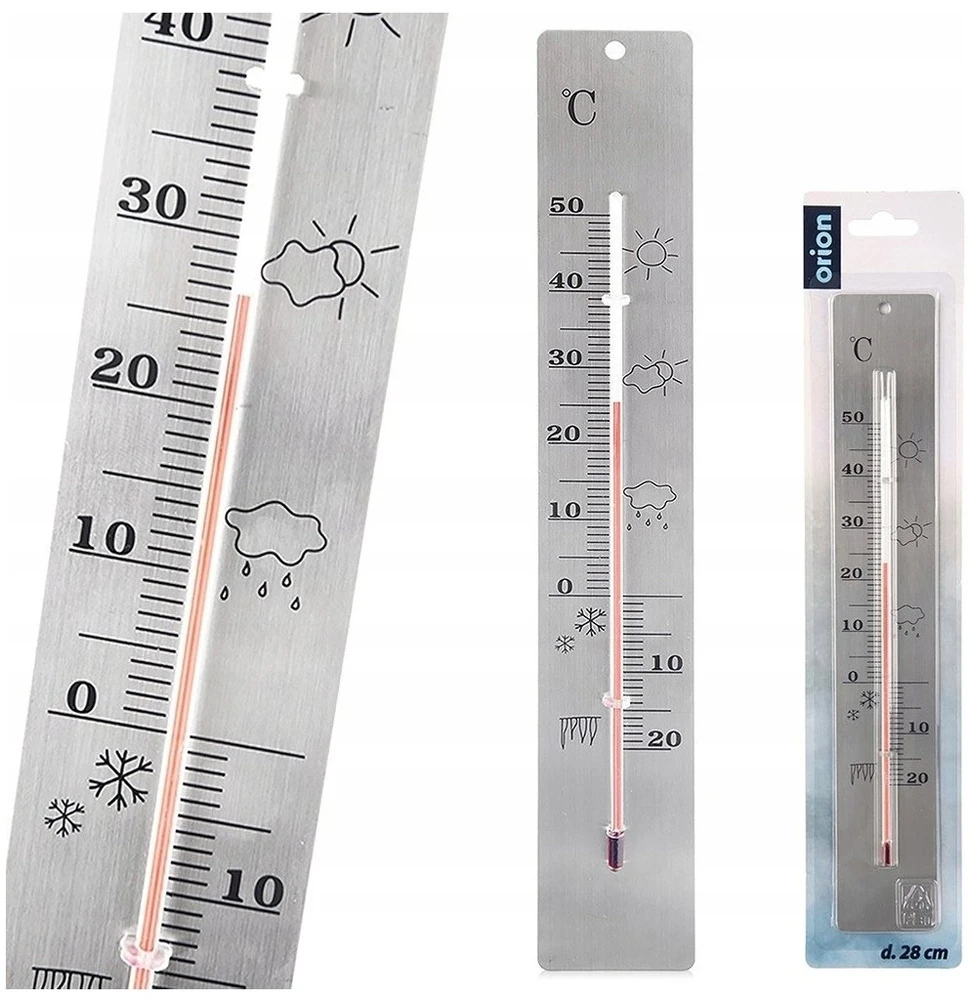 Tectake Orion Stalinis termometras 28 cm - Nerūdijančio plieno, Išorės ir vidaus temperatūros matavimui