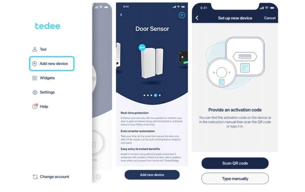 Tedee Door Sensor – baltas durų atidarymo jutiklis išmaniajai spynai