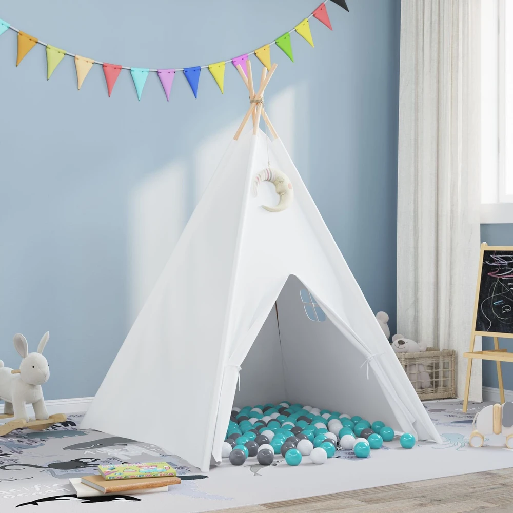 Teepee palapinė Balta 120 x 120 x 150 cm Audinys ir plastikas