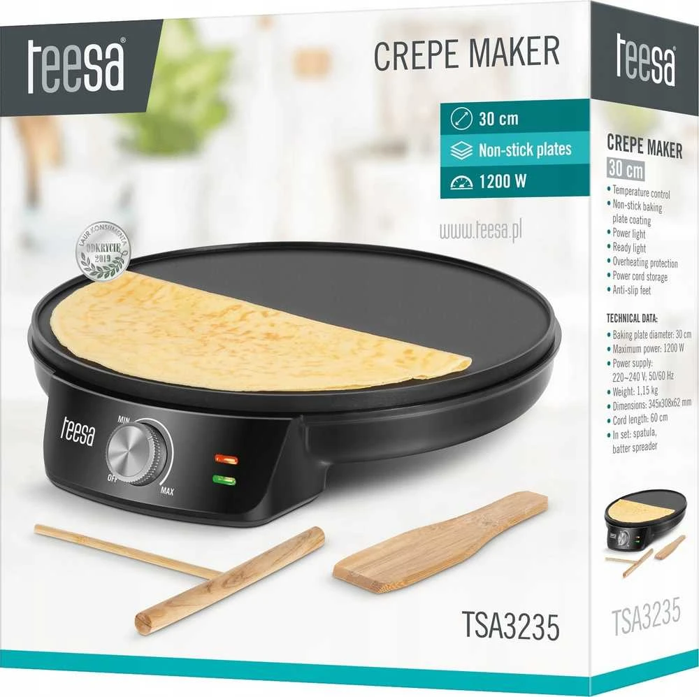 Vaflinė Kruger & Matz Teesa blynų kepimo mašina, 30 cm, 1200 W