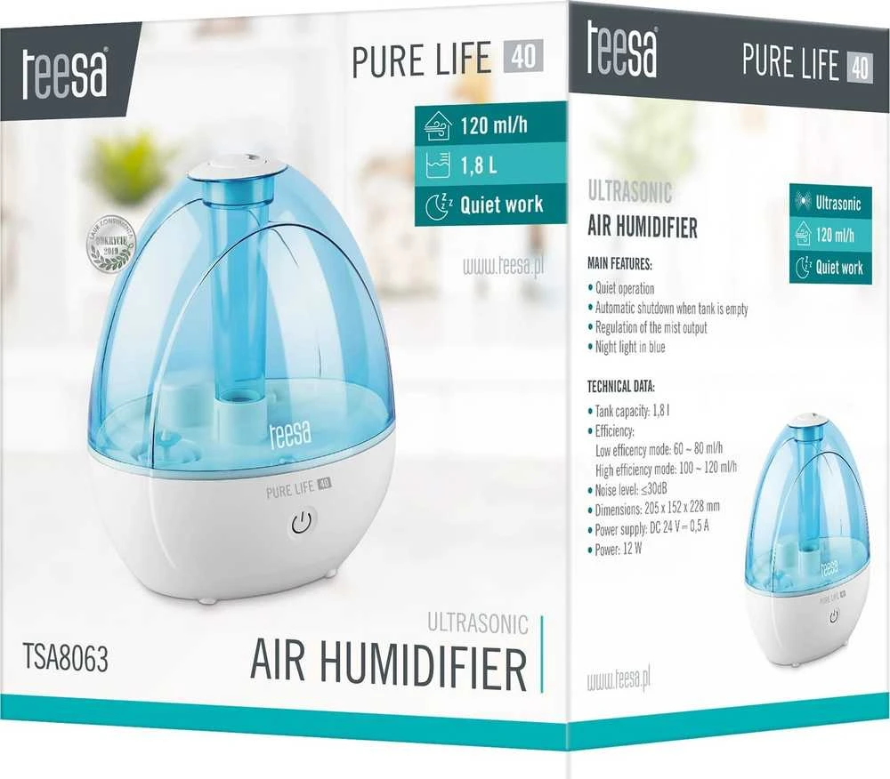 TEESA PURE LIFE 40 ultragarsinis oro drėkintuvas