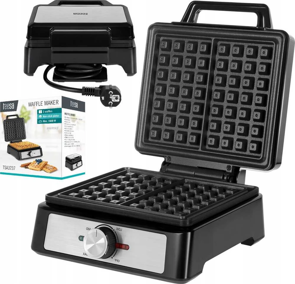 Kruger & Matz TEESA vaflinė, 2 vafliai, 1600W, inox, galios reguliavimas