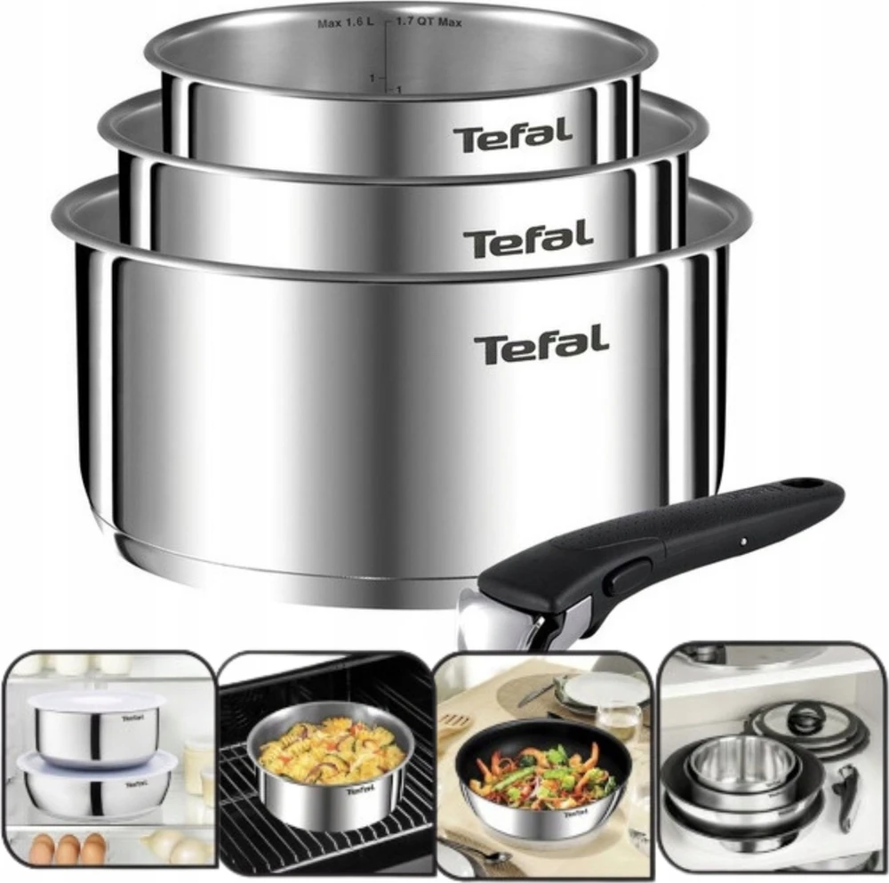 Nerūdijančio plieno puodų rinkinys Tefal Ingenio Emotion L8964S44, 4 dalių