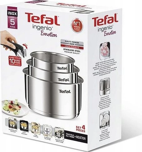 Nerūdijančio plieno puodų rinkinys Tefal Ingenio Emotion L8964S44, 4 dalių