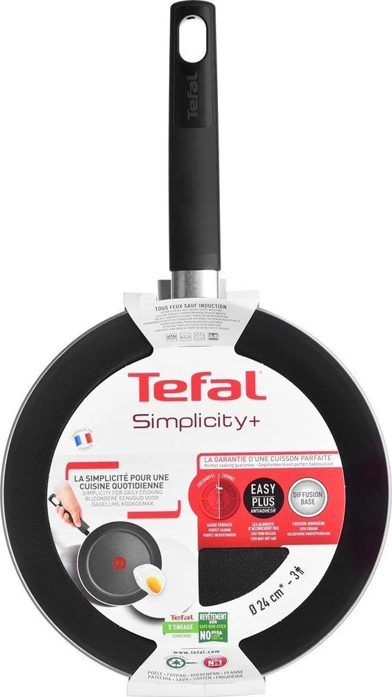Keptuvė - Tefal Simplicity 24cm Nelipni Aliuminio Juodas