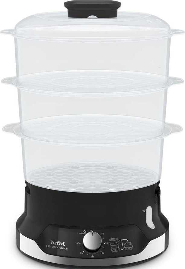 Garų puodas TEFAL | Maisto garintuvas | VC204810 Ultracompact | Juodas | 800 W | Talpa 9 l | Krepšelių skaičius 3