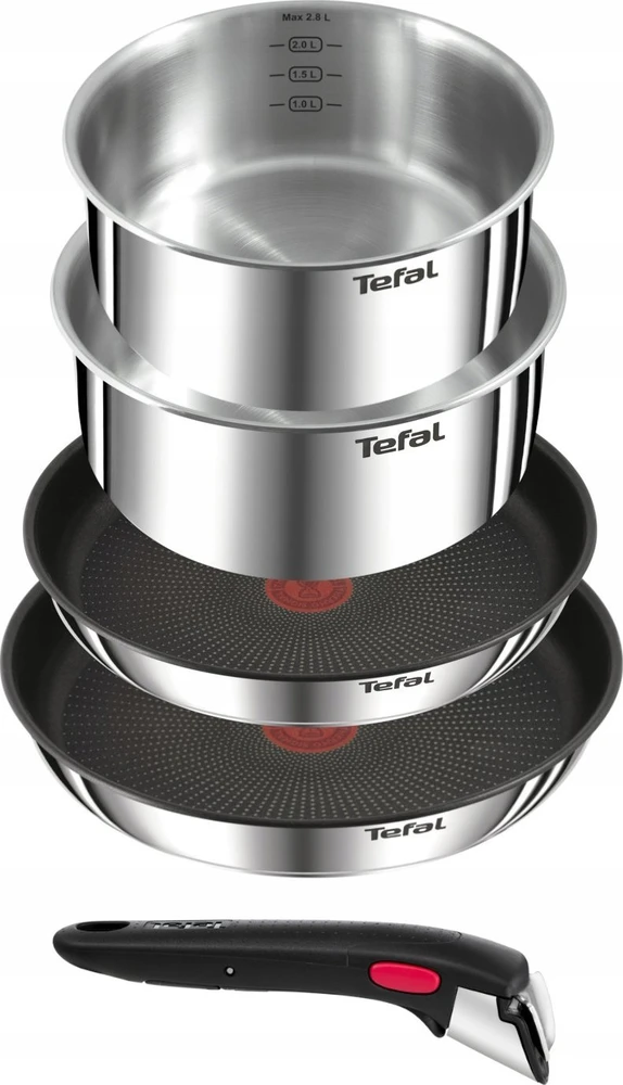 Nerūdijančio plieno puodų ir keptuvių rinkinys Tefal Ingenio Emotion L897S574, 5 dalių, 16/20/22/28 cm