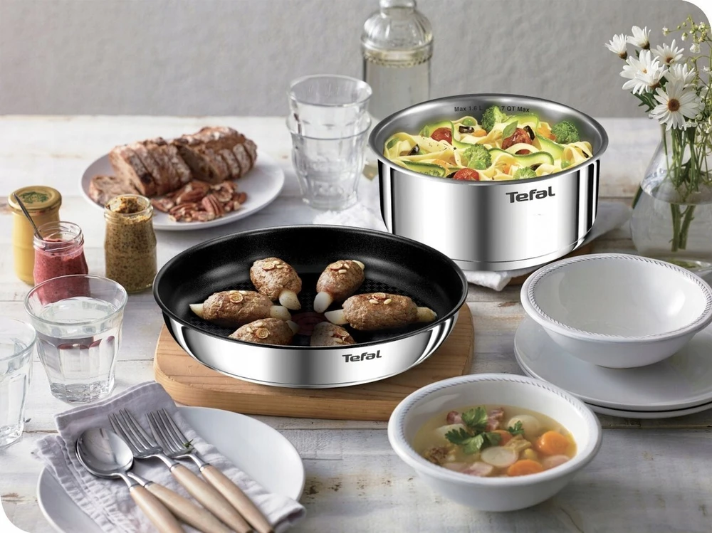 Nerūdijančio plieno puodų ir keptuvių rinkinys Tefal Ingenio Emotion L897S574, 5 dalių, 16/20/22/28 cm