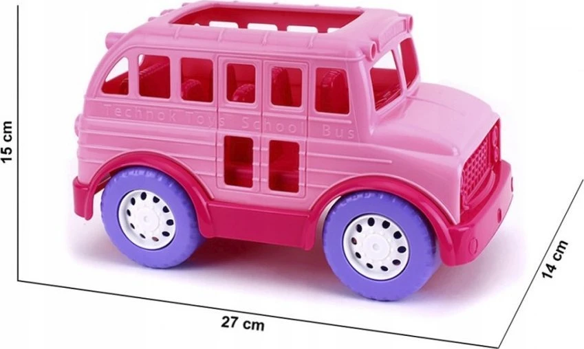 Teka AUTOBUS SZKOLNY ROŽINĖ POJAZD REALISTYCZNE ELEMENTY OTWARTA KLAPA SZKOŁA