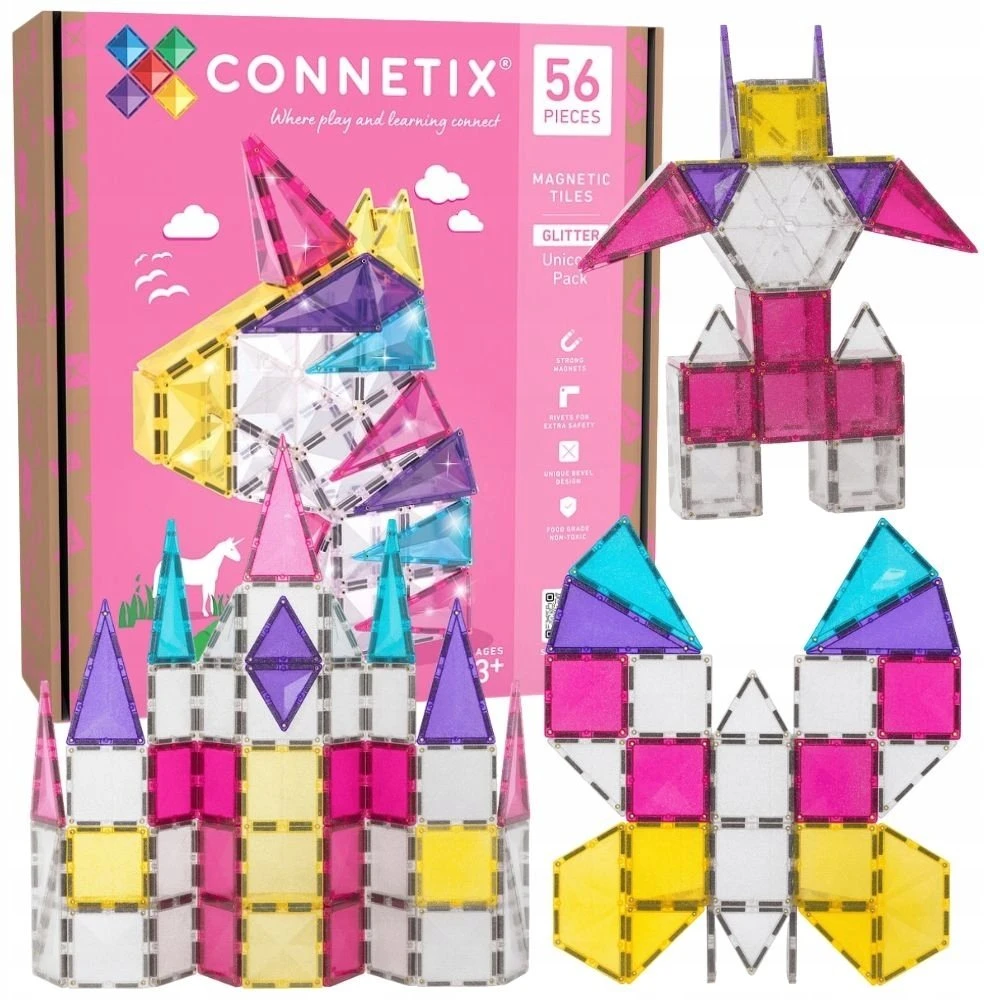 CONNETIX magnetinis konstruktorius 56d. Glitter Unicorn Pack