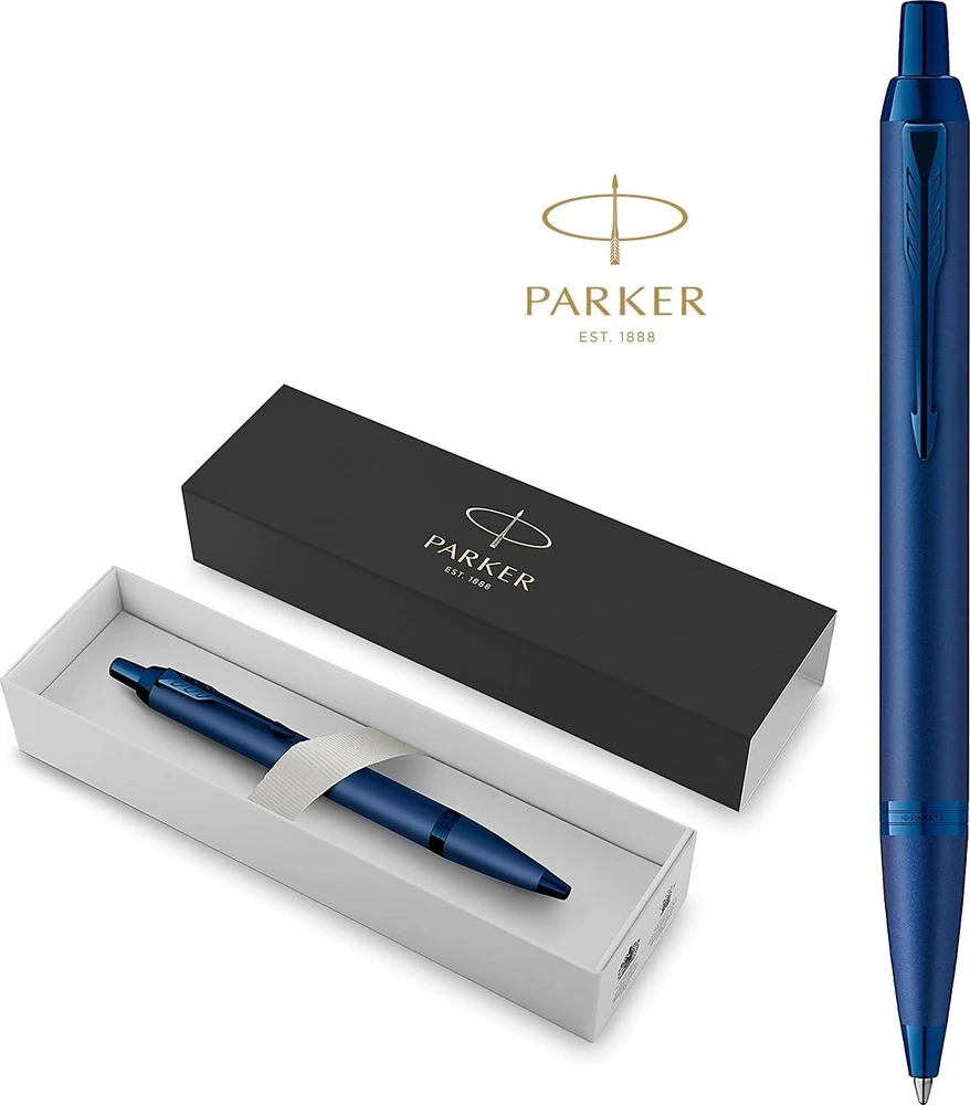Automatinis tušinukas PARKER IM Monochrome. Mėlynos spalvos korpusas. Su dovanų dėžute