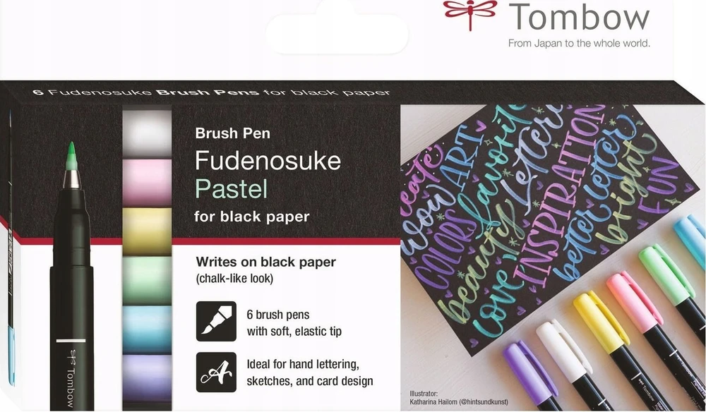 Teka Fudenosuke šepetėlių žymekliai pasteliniai.. 6 spalvos