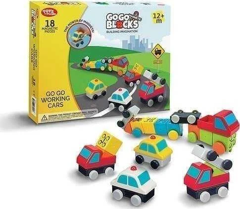 Magnetinis konstruktorius „People Blocks”, judantys automobiliai / 18 kaladėlių