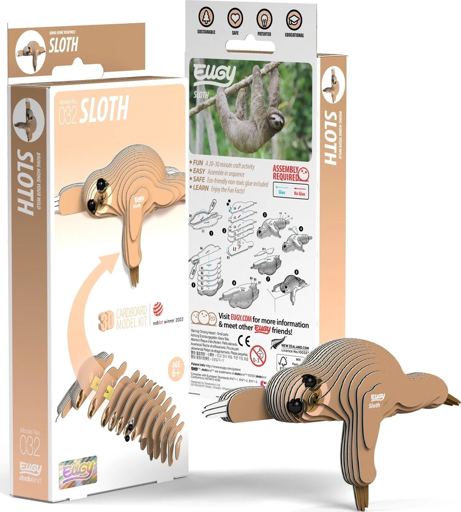 Dėlionė EUGY 3D kartoninis modelis „Tinginys“